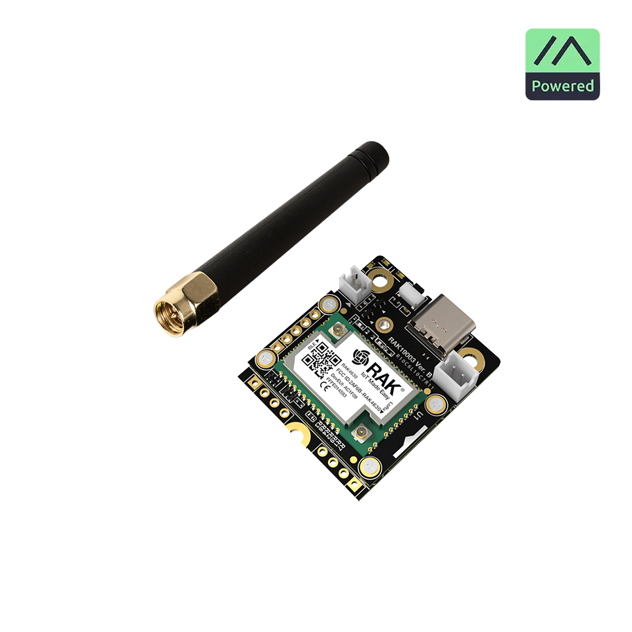 RAK4631 on a WisBlock RAK19003 base with antenna.